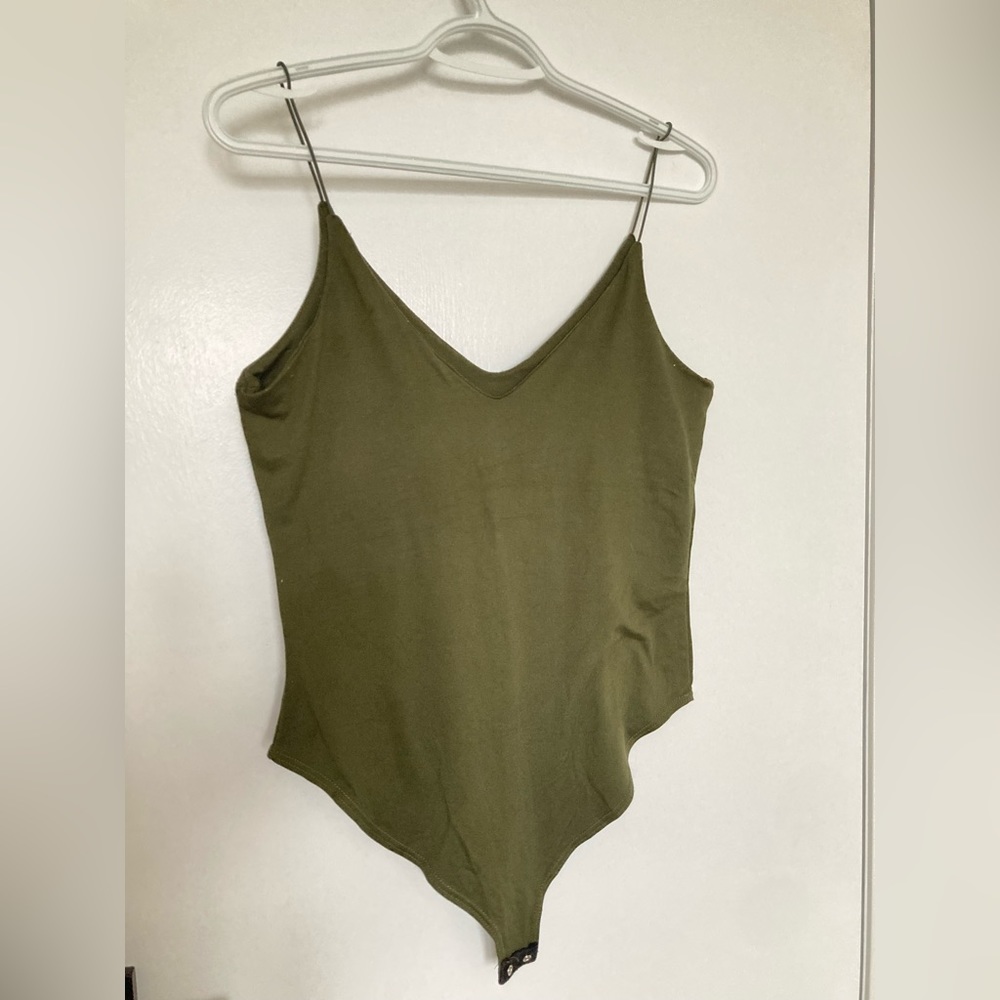 Army green tank top bodysuit